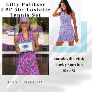 Luxletic UPF 50+ Tennis Dress & Shorts in Mandevilla Pink Lucky Martina Size XL